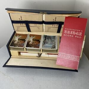 VTG Waddington’s MCM 50s 60s Bridge Card Game Set, 4 Decks, Score Pads & Rules